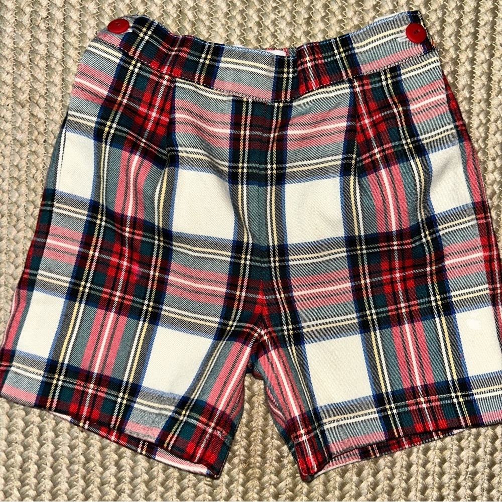 Plaid Kids Shorts - Red, White, and Black